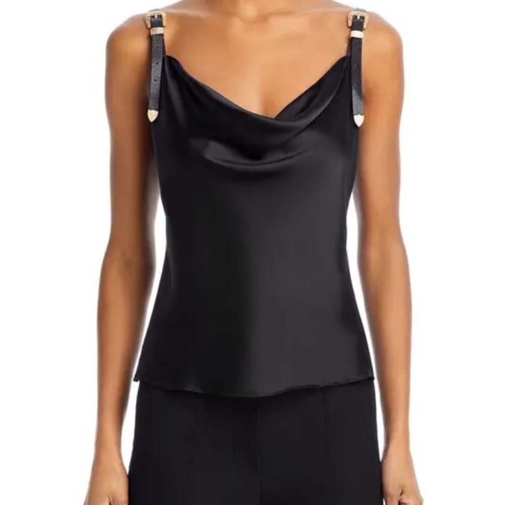 L'AGENCE Black Draped Camisole Top